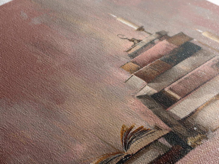 Book Cover Abstract Framed Canvas Print, Bookstore Art, Luxury Decor, Bookstore Decor, Fine Art, Literary, Pink Wall Art, BOO-3x2-59
