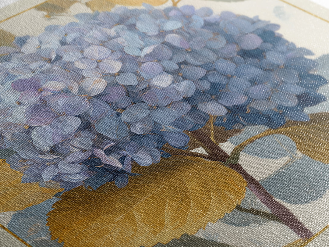Blue Hydrangea Cluster Framed Canvas Print, Botanical Art, Modern Wall Art, Living Room Decor, Fine Art, Botanic, BOT-1x1-42
