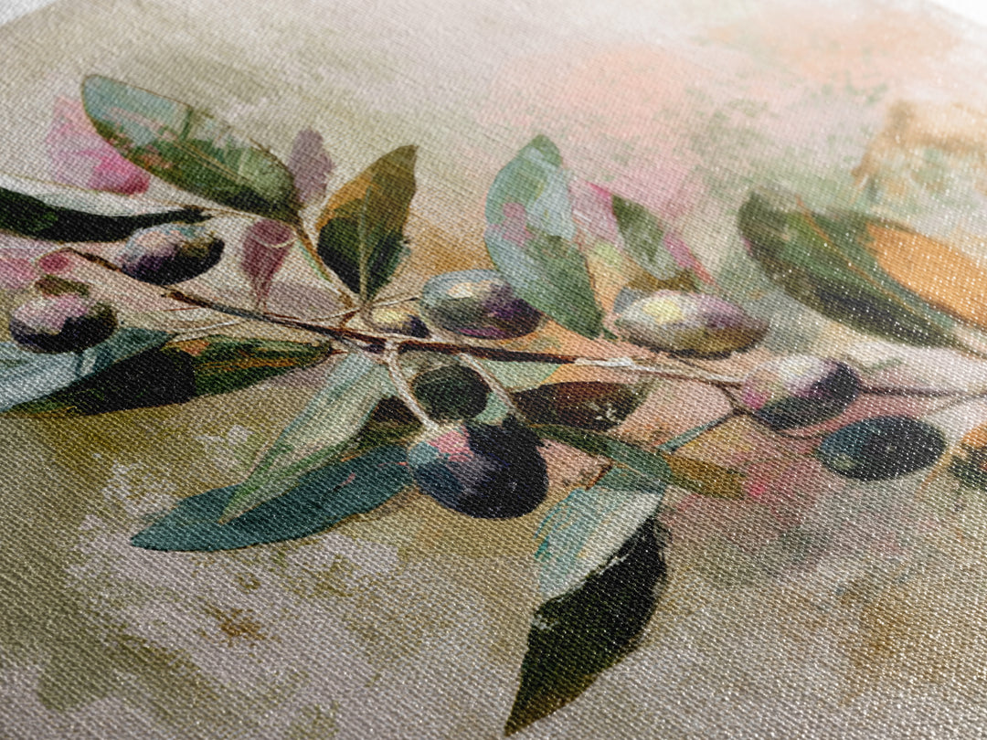 Single Olive Branch Canvas Print, Botanical Art, Living Room Wall Art, Living Room Decor, Fine Art, Botanic, Contemporary Art, BOT-1x1-55