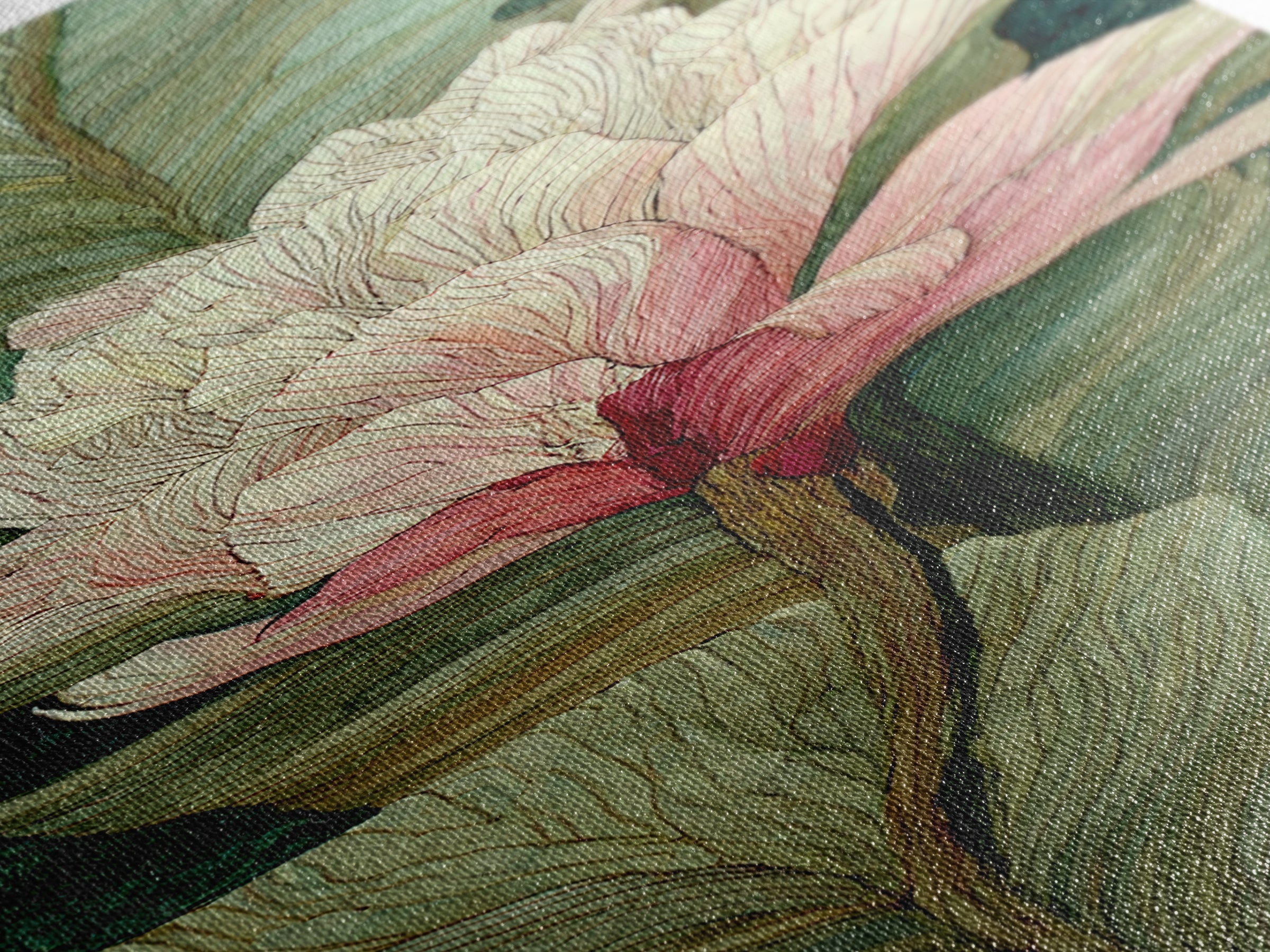 Tropical Banana Leaf Painted Framed Canvas Print, Botanical Art, Poster, Living Room Decor, Fine Art, Botanic, Art Nouveau, BOT-1x3-20