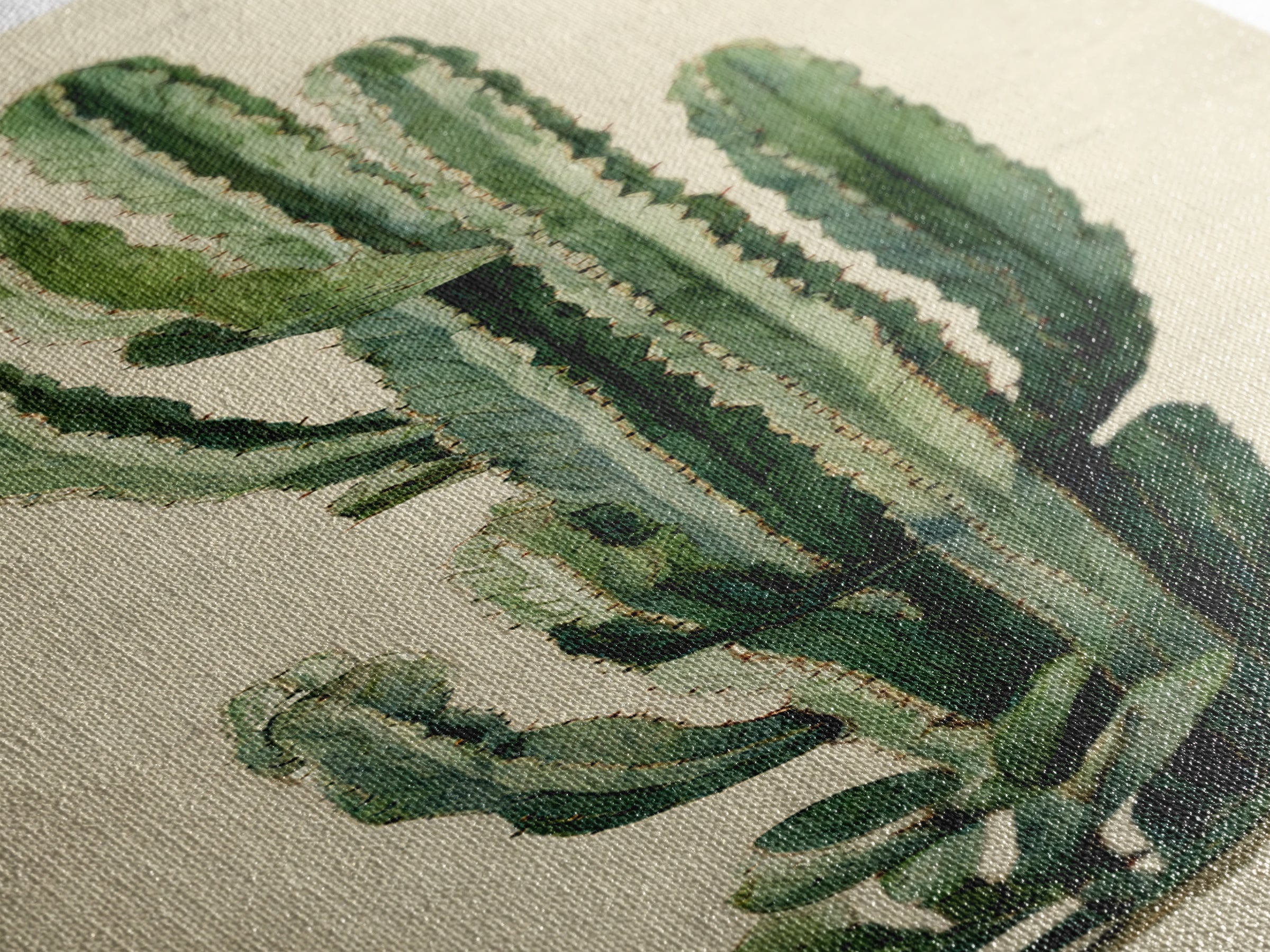 Cactus Botanical Plate Canvas Print, Botanical Art, Digital Wall Art, Living Room Decor, Oil Painting, Botanic, BOT-1x3-73