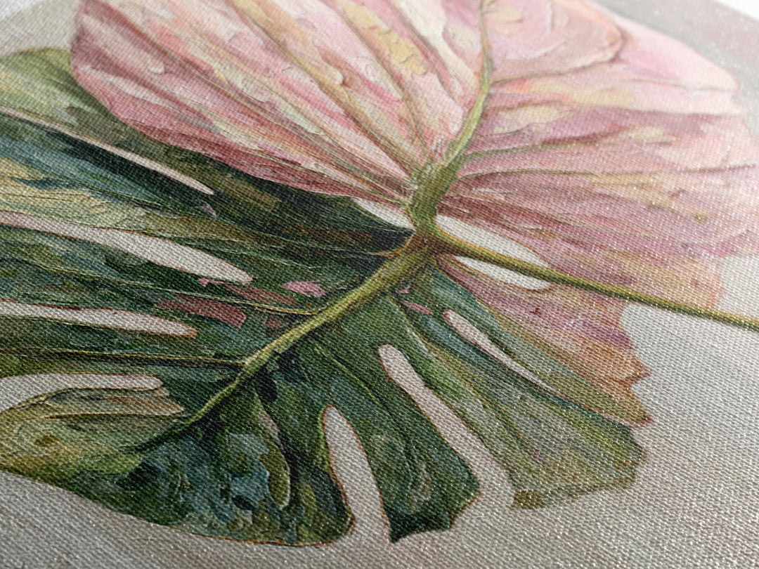 Oversized Monstera Leaf Canvas Print, Botanical Art, Textured Painting, Living Room Decor, Fine Art, Botanic, Wall Art Prints, BOT-2x1-22