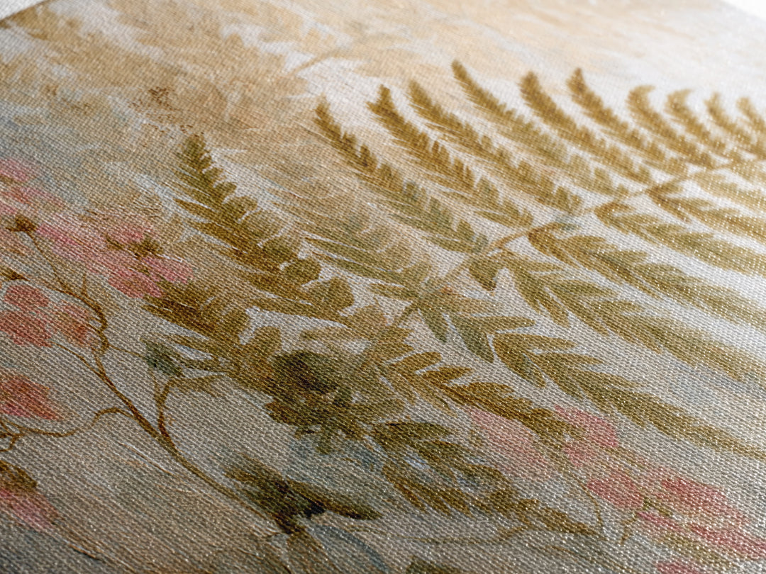Fern Shadow Pattern on Plaster Surface Framed Canvas Print, Botanical Art, Living Room Decor, Oil Painting, Botanic, BOT-2x1-43