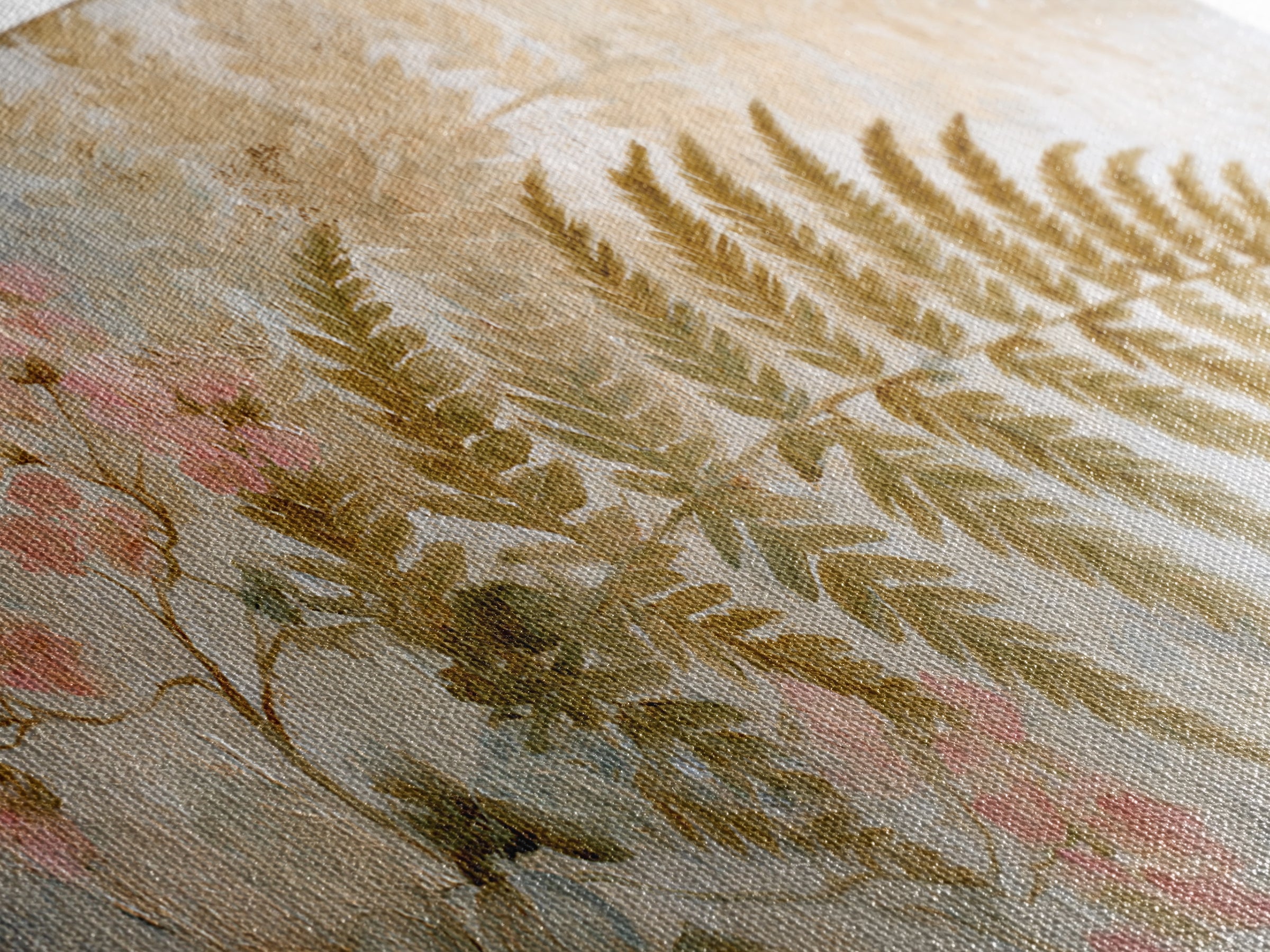 Fern Shadow Pattern on Plaster Surface Framed Canvas Print, Botanical Art, Living Room Decor, Oil Painting, Botanic, BOT-2x1-43