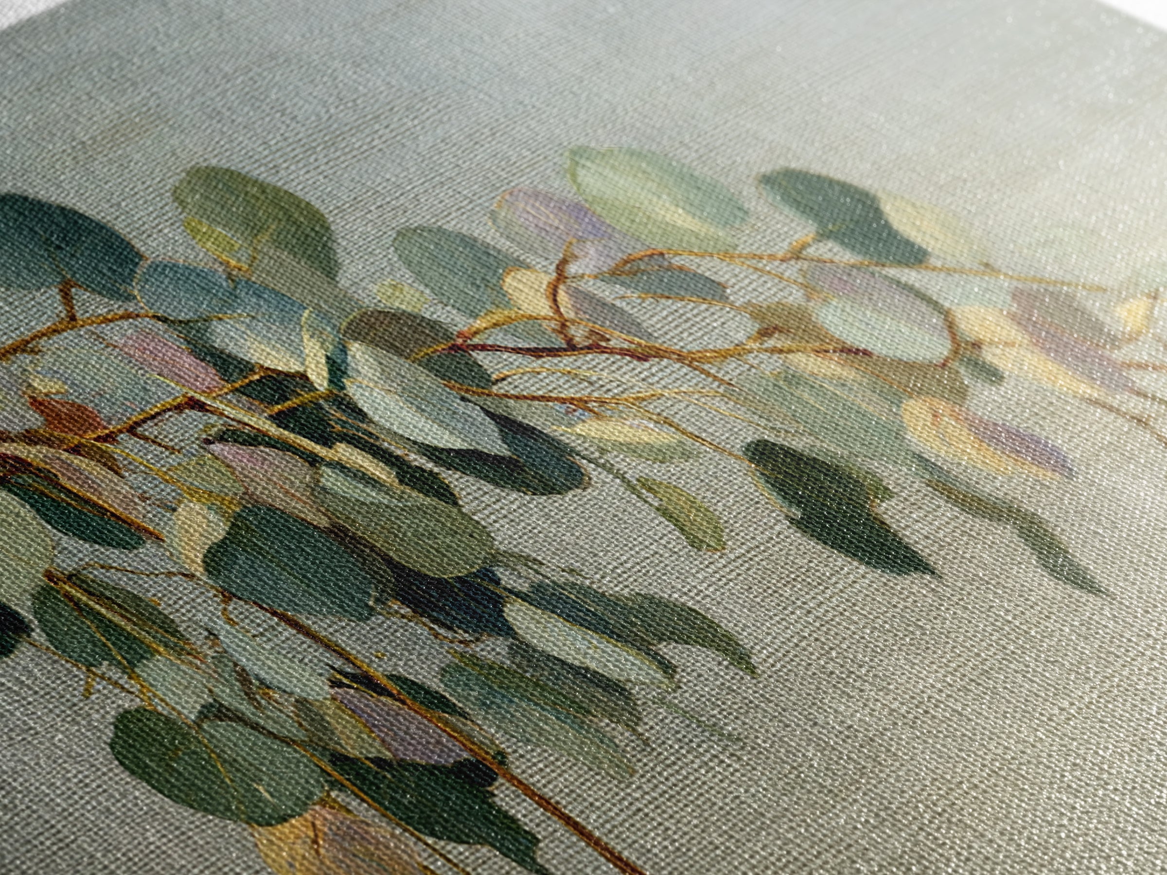 Eucalyptus Stems in Soft Sage Tones Framed Canvas Print, Botanical Art, Abstract Art, Living Room Decor, Fine Art, Botanic, BOT-2x1-55