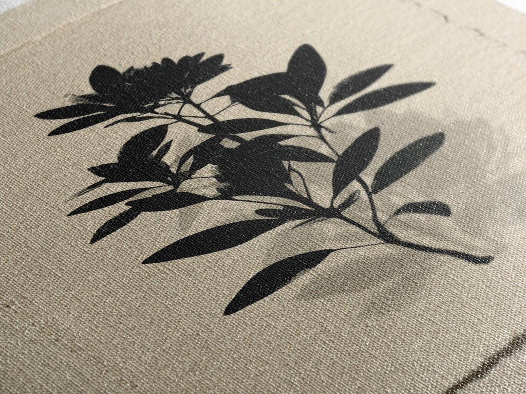 Black Ink Botanical Silhouette on Cream Paper Canvas Print, Botanical Art, Living Room Decor, Watercolor Art, Botanic, BOT-2x3-29