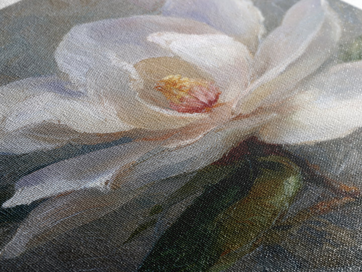 Dramatic White Magnolia on Dark Background Framed Canvas Print, Botanical Art, Art Print, Living Room Decor, Fine Art, Botanic, BOT-2x3-38