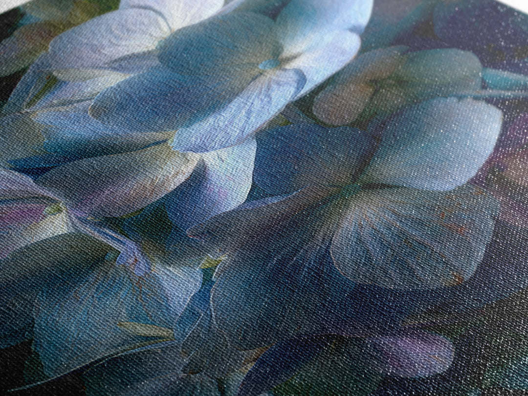 Blue Hydrangea Cluster Framed Canvas Print, Botanical Art, Wall Art Prints, Living Room Decor, Watercolor Art, Botanic, BOT-2x3-98
