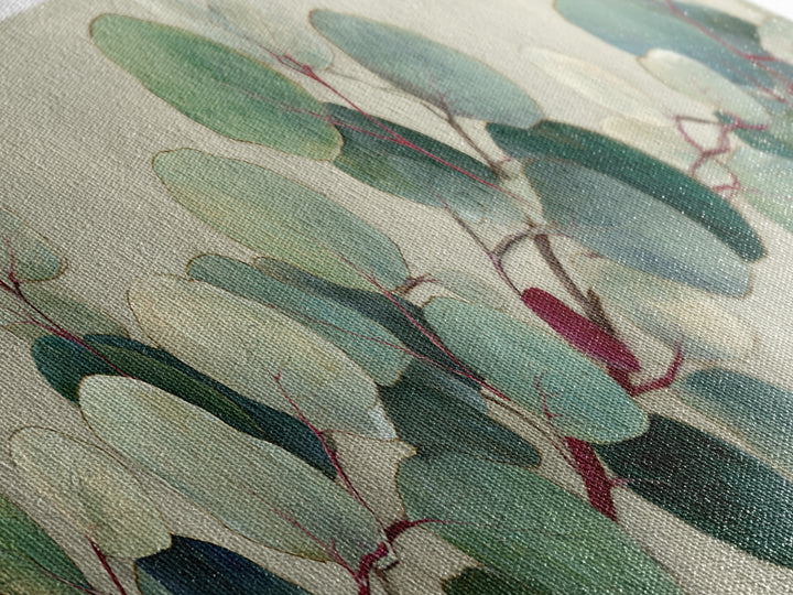 Eucalyptus Stems in Soft Sage Tones Framed Canvas Print, Botanical Art, Living Room Decor, Oil Painting, Botanic, BOT-3x1-51