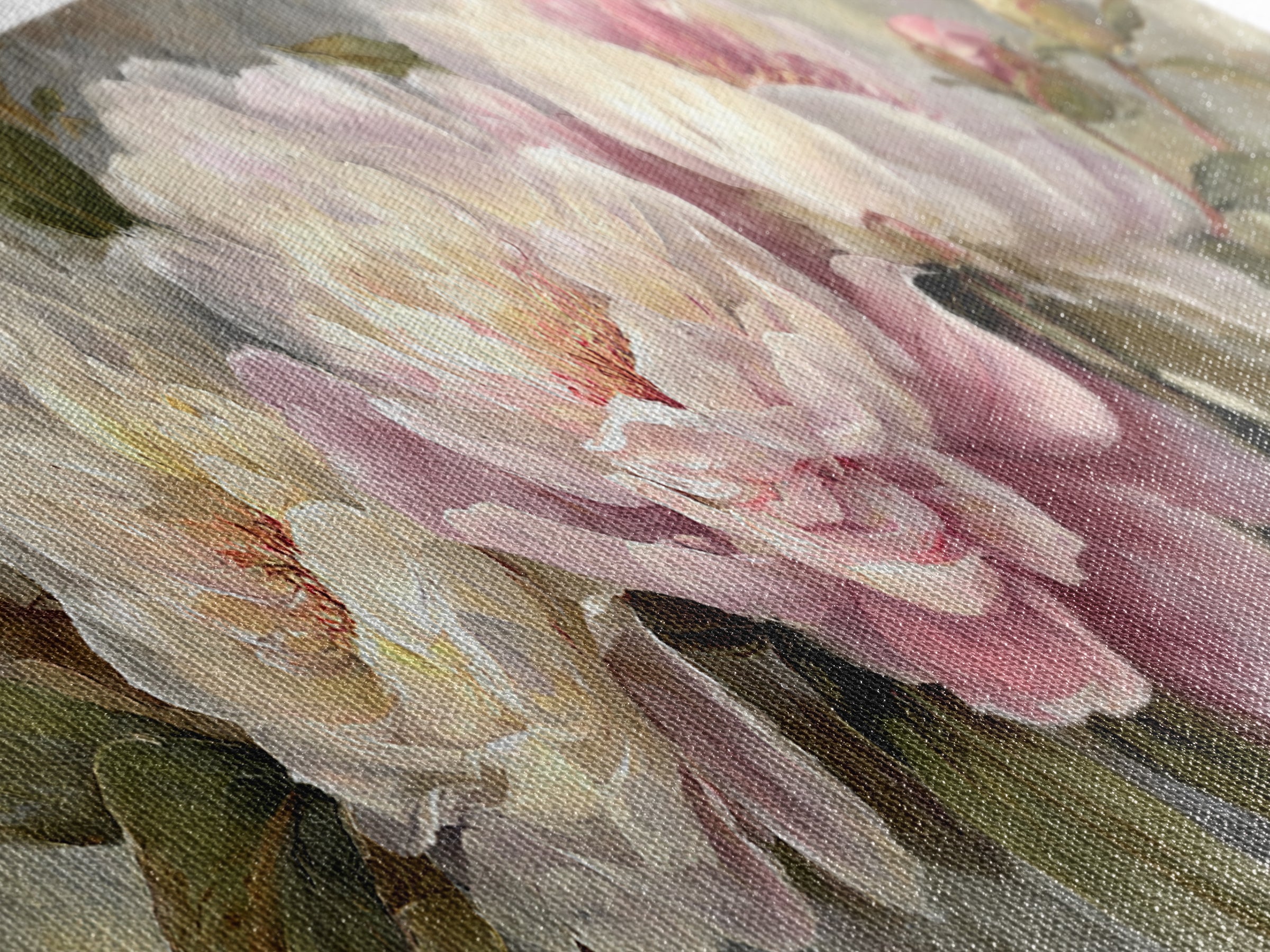 Peony Bloom with Layered Romantic Petals Framed Canvas Print, Botanical Art, Living Room Decor, Botanic, Fine Art Print, BOT-3x1-74