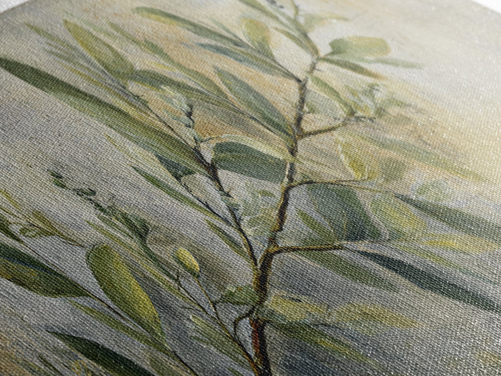 Eucalyptus Stems in Soft Sage Tones Framed Canvas Print, Botanical Art, Living Room Decor, Oil Painting, Botanic, BOT-3x1-99