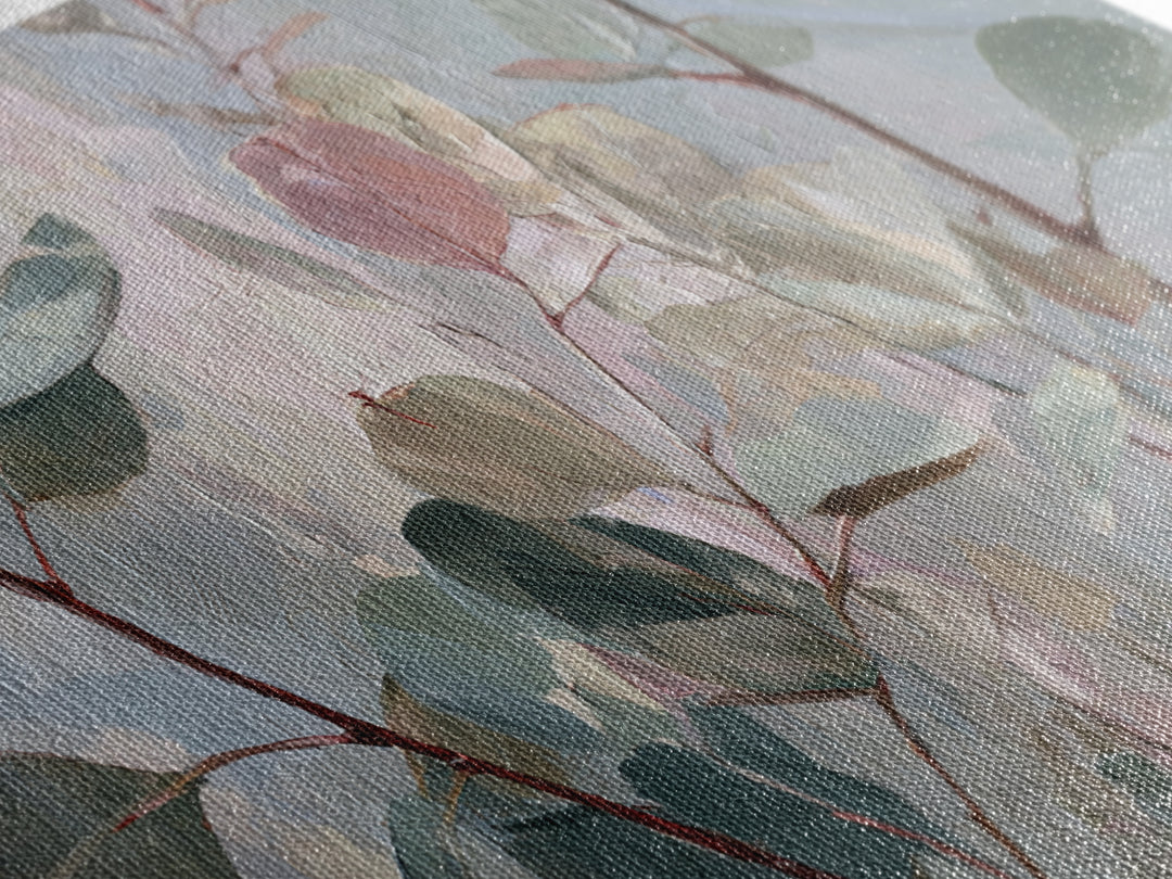 Eucalyptus Stems in Soft Sage Tones Framed Canvas Print, Botanical Art, Whimsical Decor, Living Room Decor, Oil Painting, BOT-3x2-63