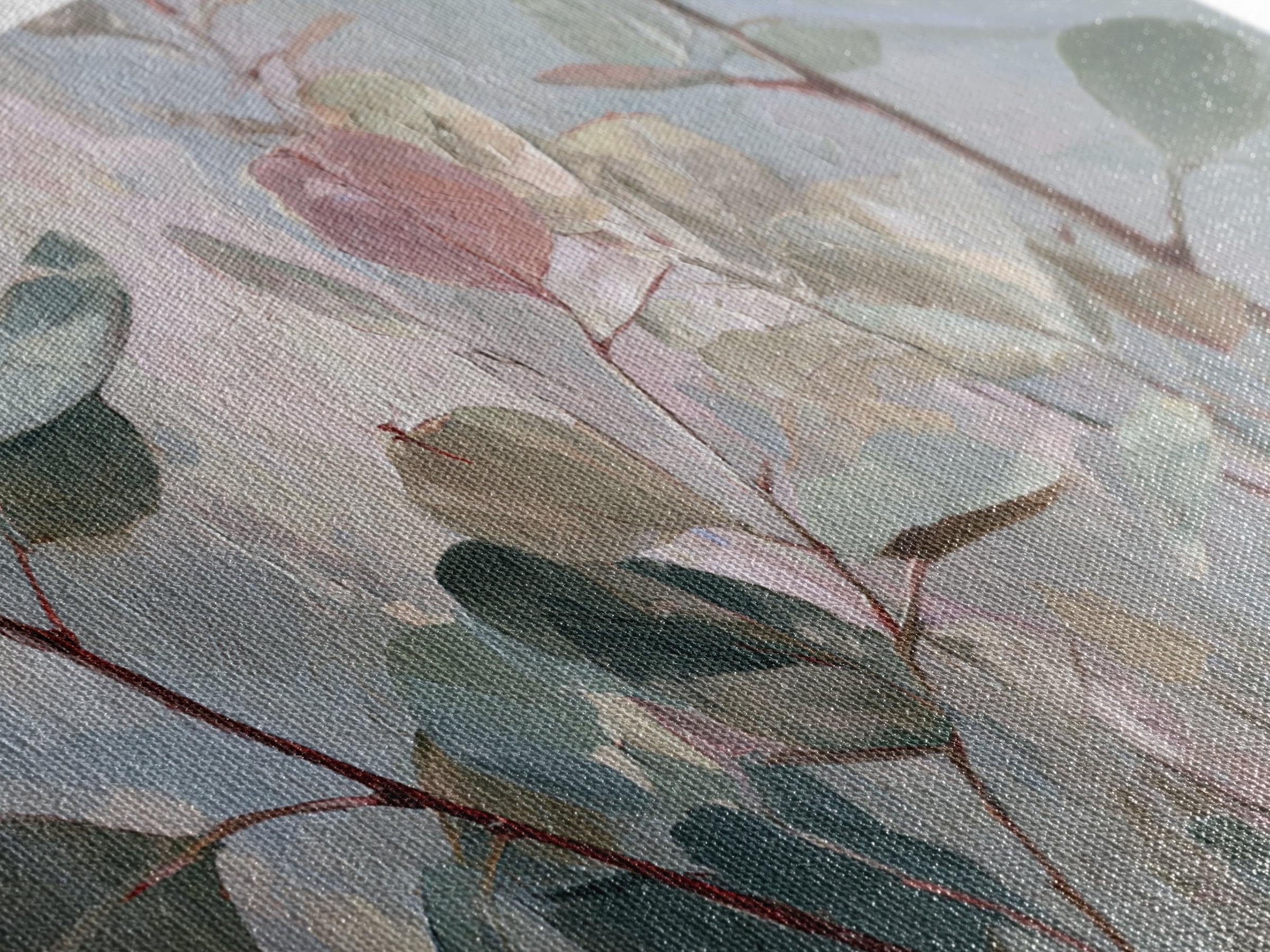 Eucalyptus Stems in Soft Sage Tones Framed Canvas Print, Botanical Art, Whimsical Decor, Living Room Decor, Oil Painting, BOT-3x2-63