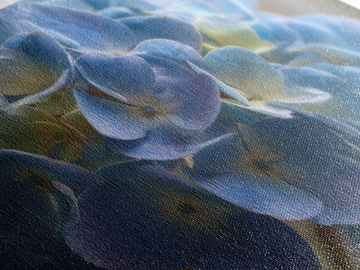 Blue Hydrangea Cluster Canvas Print, Botanical Art, Modern Wall Art, Living Room Decor, Fine Art, Botanic, Textured Painting, BOT-3x2-94