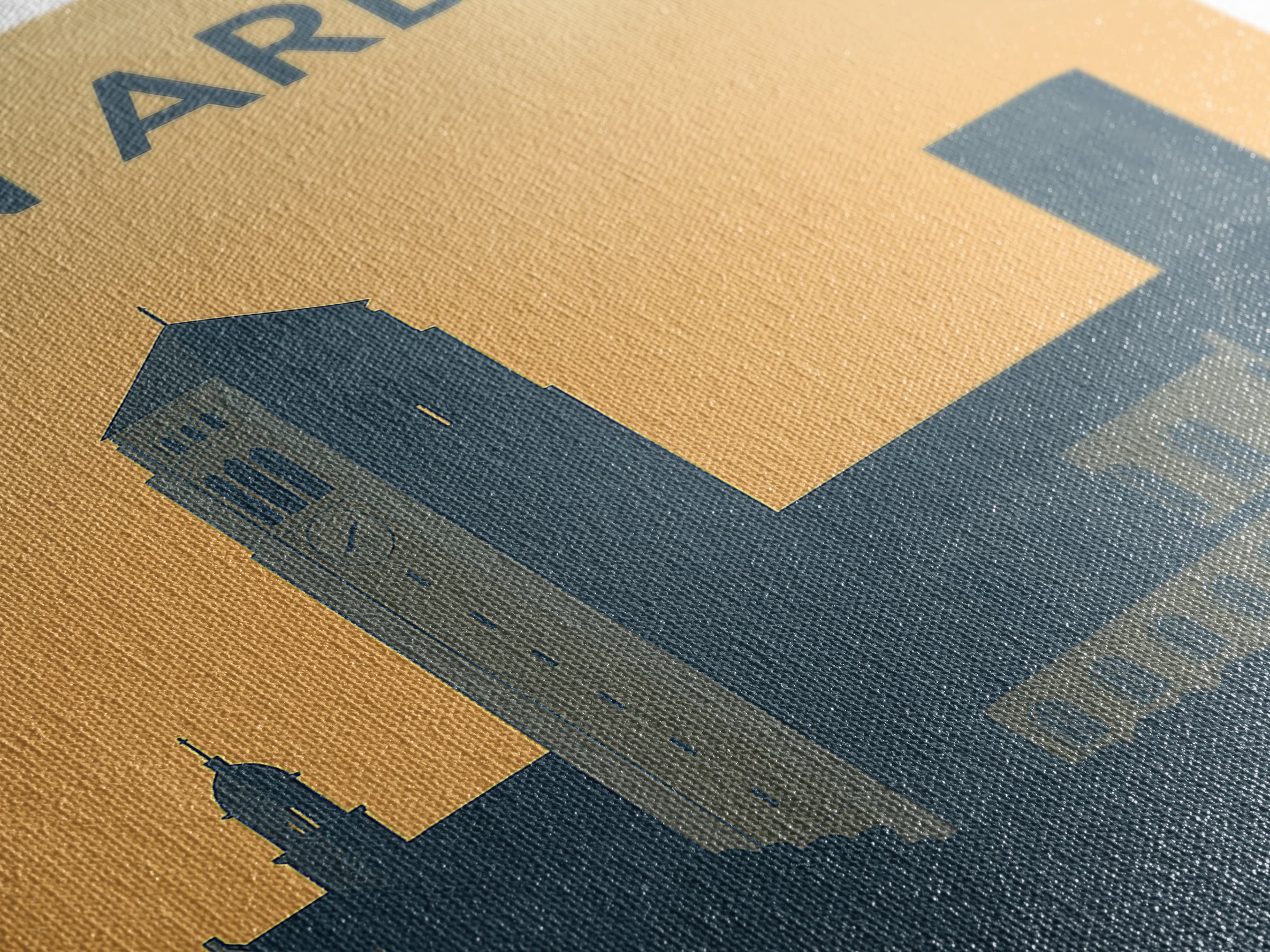 Ann Arbor Travel Poster, Framed Canvas Print, Sunset Skyline Wall Art, Ann Arbor Wall Art, Travel Wall Art, City Illustration, Wall Art