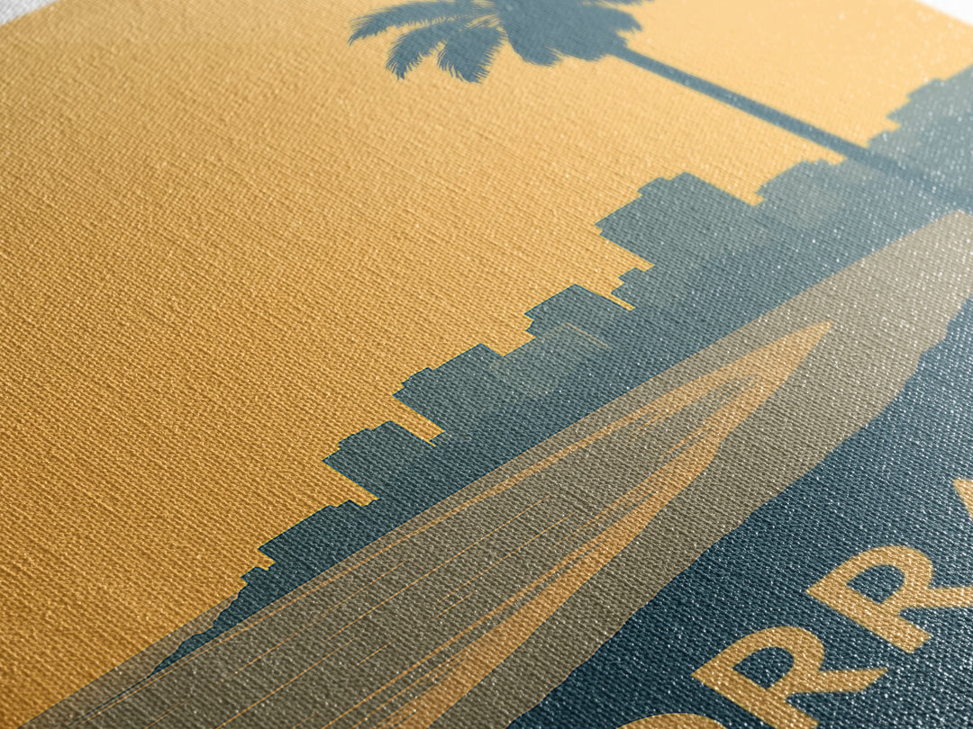 Torrance Travel Poster, Canvas Print, Sunset Skyline Wall Art, Torrance Art Print, Mid Century Wall Art, Gift For Travelers, City Poster