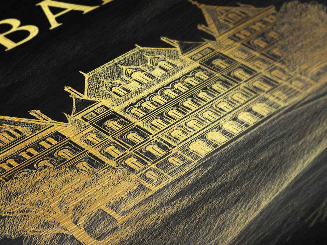 Albany New York travel, Metallic Gold Art, College Dorm Décor, Metal Art, Wood Framed Art, Graduation Travel Gift, Travel Gift