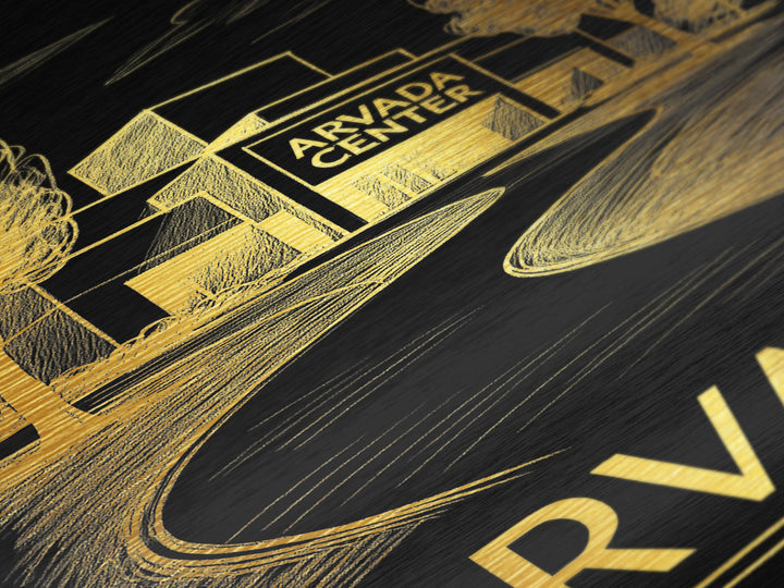 Arvada Colorado art, Metallic Gold Print, Housewarming Gift, Metal Art, Wood Framed Art, Newlywed Travel Gift, Honeymoon Gift