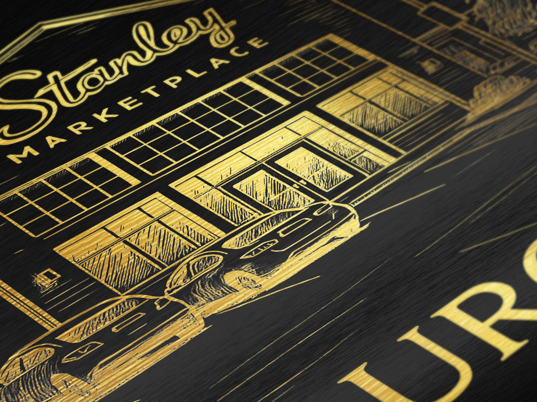 Aurora Illinois travel, Metallic Gold Art, Modern Skyline Wall Print, Metal Art, Wood Framed Art, Adventure Lover Gift, Travel Gift