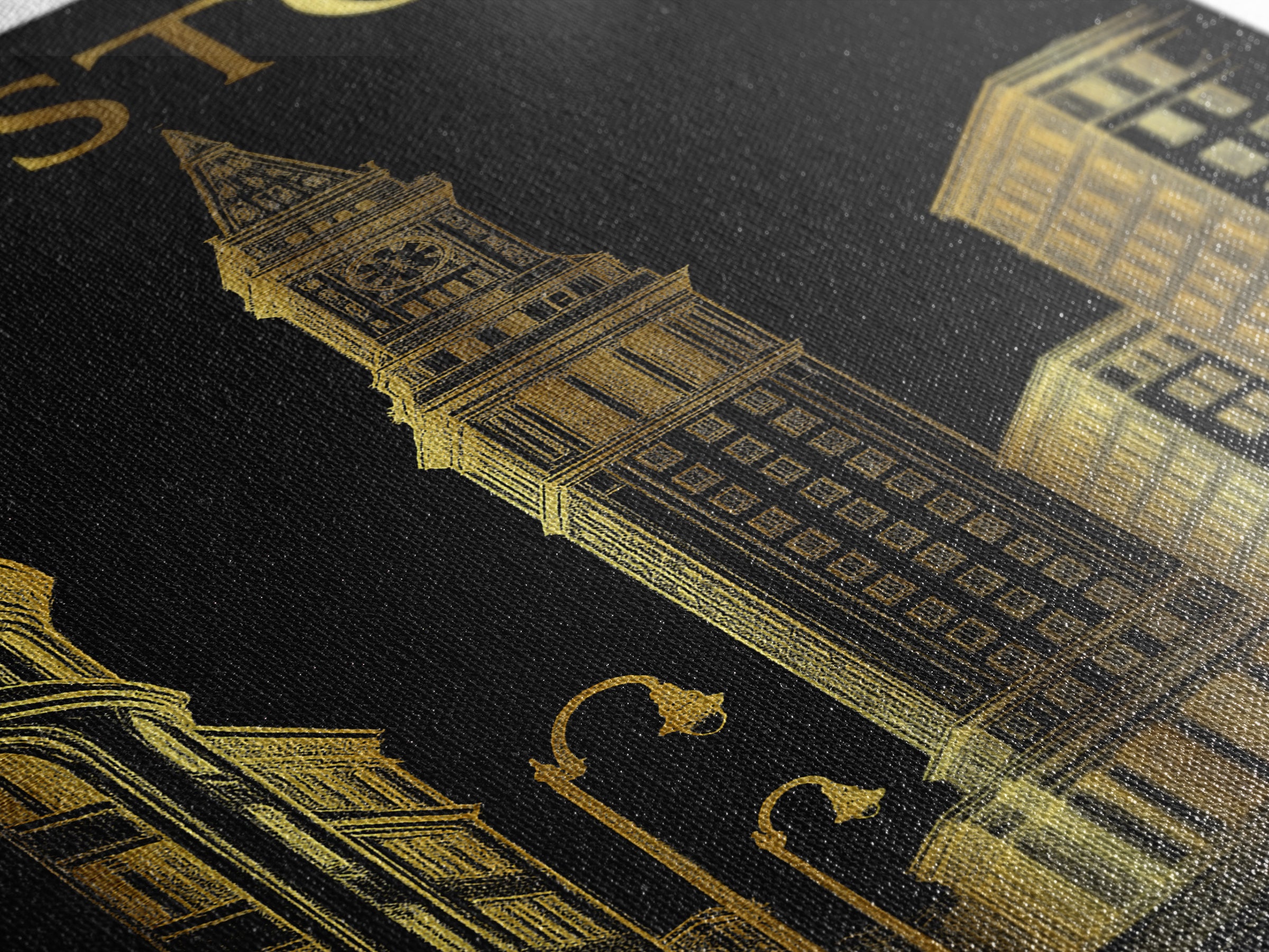 Boston Massachusetts Travel Poster, Canvas Print, Black And Gold Line Art, Boston Art Print, Wall Art, Fine Art Print, Wall Decor