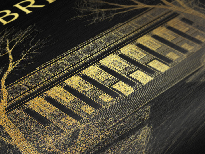 Cambridge Massachusetts travel, Metallic Gold Print, Modern House Art, Metal Art, Wood Framed Art, Wanderlust Gift, Travel Art Prints