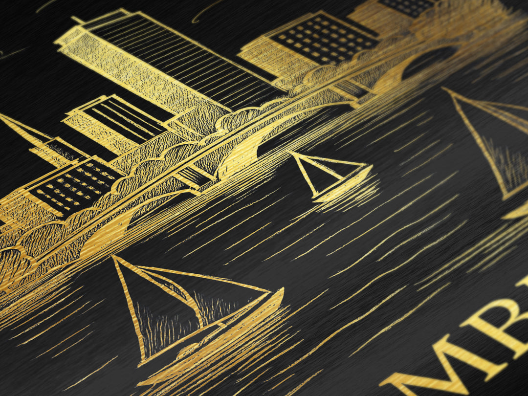 Cambridge Massachusetts art, Metallic Gold Art, Travel Art Prints, Metal Art, Wood Framed Art, Adventure Lover Gift, Traveler Gift