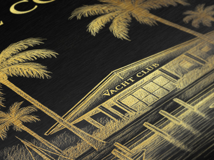 Cape Coral Florida travel, Metallic Gold Print, Modern House Art, Metal Art, Wood Framed Art, Traveler Gift, Destination Gift