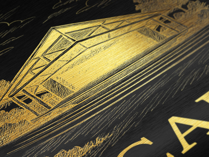 Cary North Carolina art, Metallic Gold Art, Travel Art Prints, Metal Art, Wood Framed Art, Adventure Lover Gift, Traveler Gift