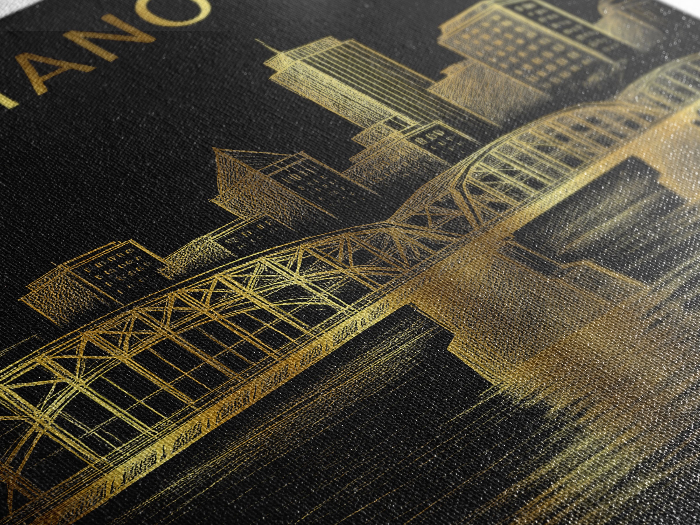 Chattanooga Tennessee Travel Poster, Canvas Print, Black And Gold Line Art, Chattanooga Wall Art, Living Room Wall Art, Travel Wall Decor