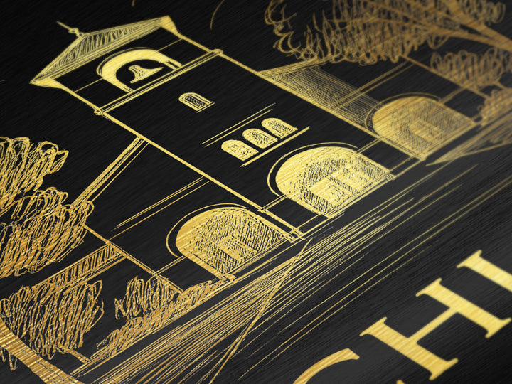 Chico California art, Metallic Gold Art, Travel Art Prints, Metal Art, Wood Framed Art, Adventure Lover Gift, Traveler Gift