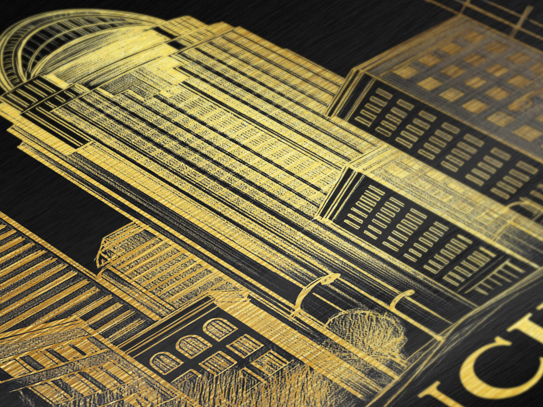 Cincinnati Ohio art, Metallic Gold Art, Travel Art Prints, Metal Art, Wood Framed Art, Adventure Lover Gift, Traveler Gift