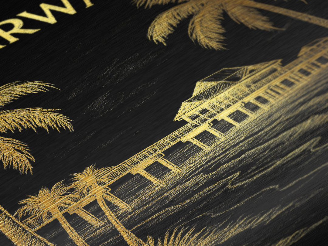 Clearwater Florida travel, Metallic Gold Print, College Dorm Décor, Metal Art, Wood Framed Art, Graduation Travel Gift, Traveler Gift