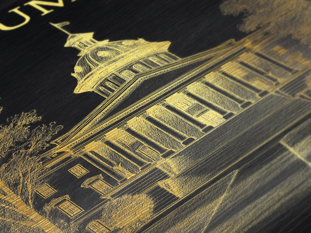 Columbia Missouri travel, Metallic Gold Print, Modern House Art, Metal Art, Wood Framed Art, Traveler Gift, Destination Gift