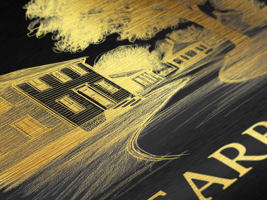 Dearborn Michigan travel, Metallic Gold Print, Modern House Art, Metal Art, Wood Framed Art, Traveler Gift, Destination Gift