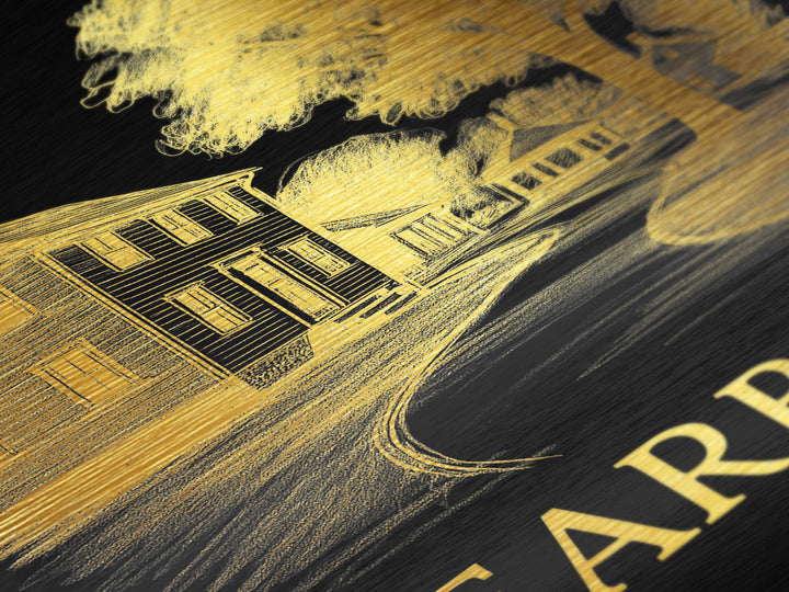 Dearborn Michigan travel, Metallic Gold Print, Modern House Art, Metal Art, Wood Framed Art, Traveler Gift, Destination Gift