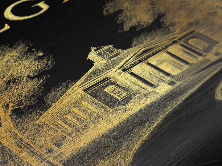 Elgin Illinois travel, Metallic Gold Print, Modern House Art, Metal Art, Wood Framed Art, Traveler Gift, Destination Gift