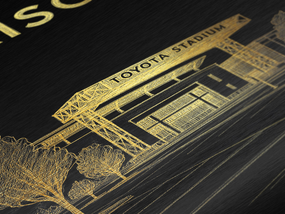 Frisco Texas travel, Metallic Gold Print, College Dorm Décor, Metal Art, Wood Framed Art, Graduation Travel Gift
