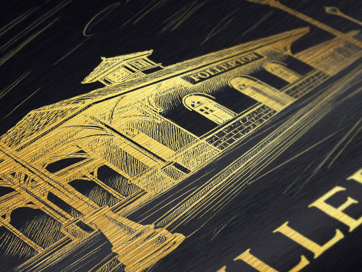 Fullerton California art, Metallic Gold Art, Housewarming Gift, Metal Art, Wood Framed Art, Newlywed Travel Gift