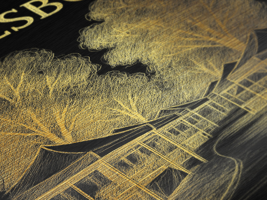 Hillsboro Oregon travel, Metallic Gold Print, Modern House Art, Metal Art, Wood Framed Art, Traveler Gift, Destination Gift