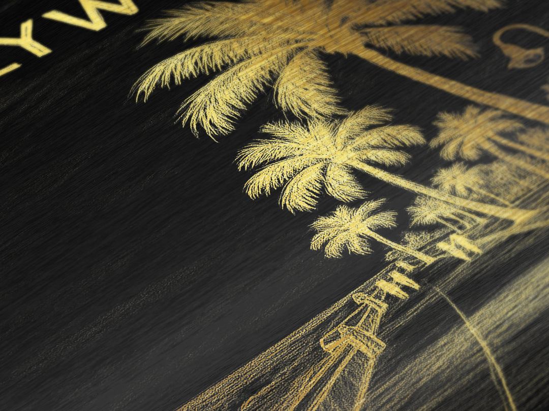 Hollywood Florida travel, Metallic Gold Print, College Dorm Décor, Metal Art, Wood Framed Art, Graduation Travel Gift, Traveler Gift