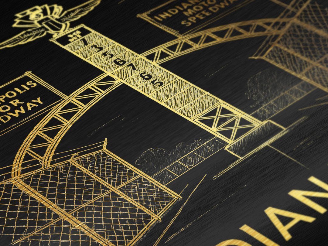 Indianapolis Indiana art, Metallic Gold Art, Travel Art Prints, Metal Art, Wood Framed Art, Adventure Lover Gift, Traveler Gift