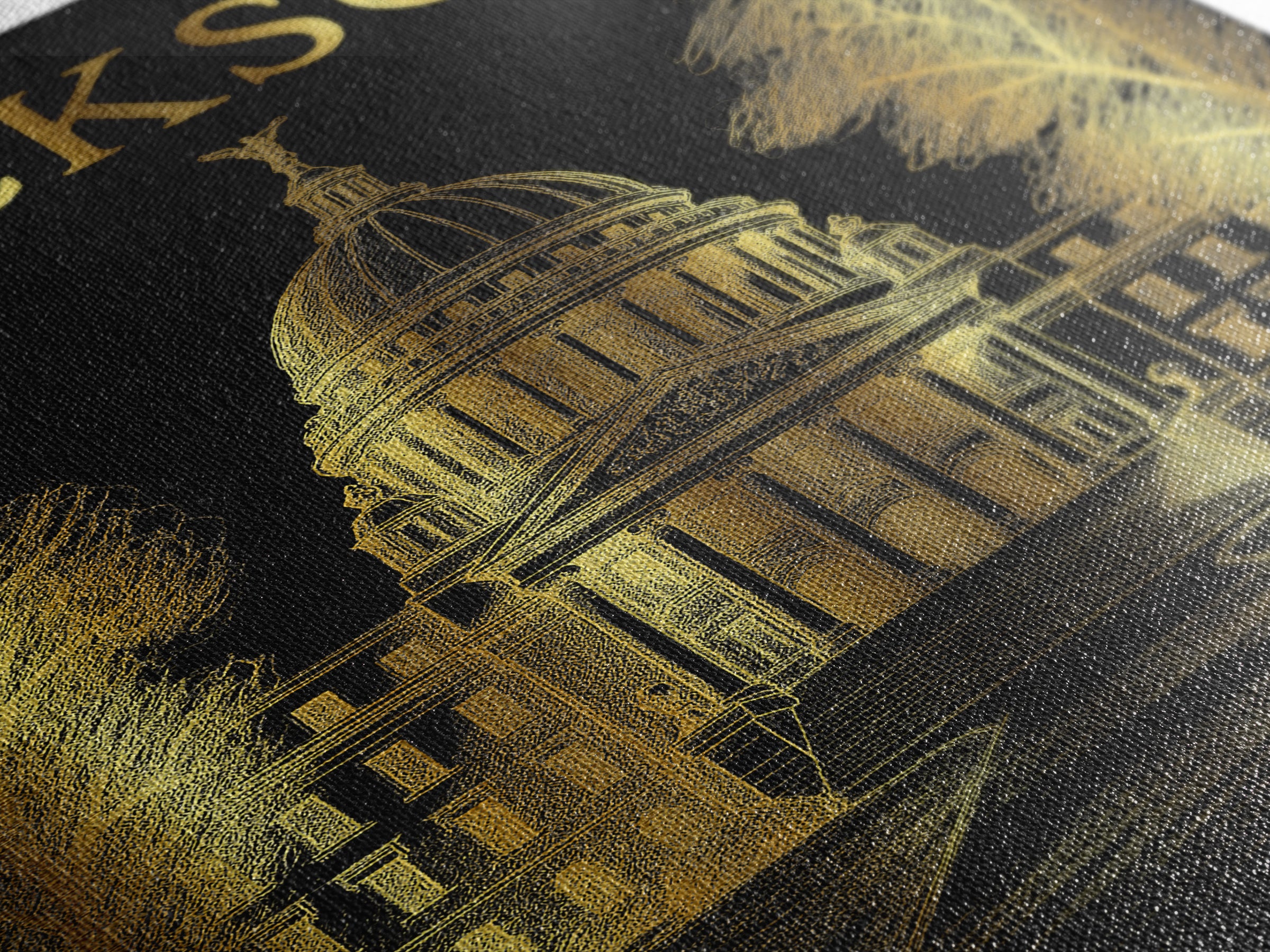Jackson Mississippi Travel Poster, Canvas Print, Gold Sketch Wall Art, Jackson Wall Art, Travel Print, Fine Art Print, Vintage City Art