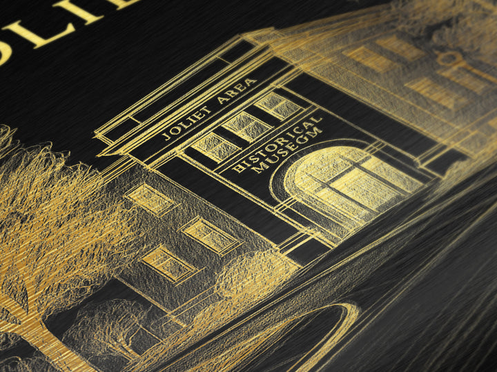 Joliet Illinois travel, Metallic Gold Print, College Dorm Décor, Metal Art, Wood Framed Art, Graduation Travel Gift, Traveler Gift