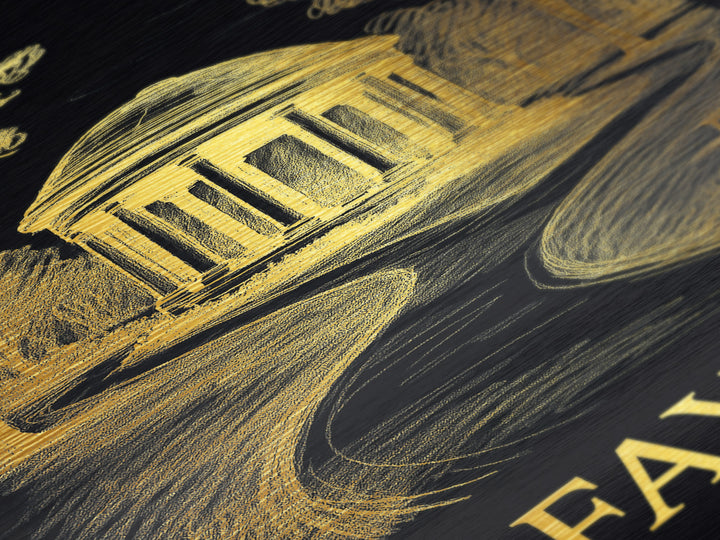 Lafayette Louisiana art, Metallic Gold Art, Office Decor, Metal Art, Wood Framed Art, Graduation Travel Gift, Destination Gift