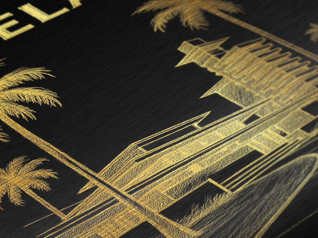 Lakeland Florida travel, Metallic Gold Print, Modern House Art, Metal Art, Wood Framed Art, Wanderlust Gift, Travel Art Prints