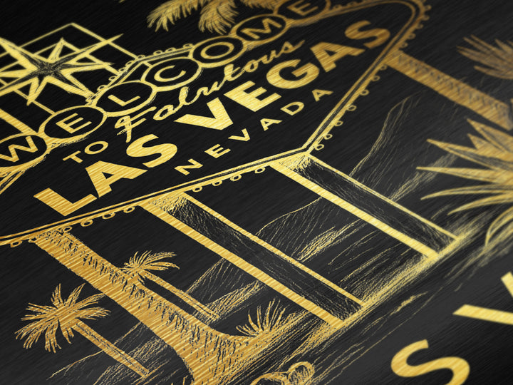 Las Vegas Nevada art, Metallic Gold Art, Housewarming Gift, Metal Art, Wood Framed Art, Newlywed Travel Gift, Honeymoon Gift