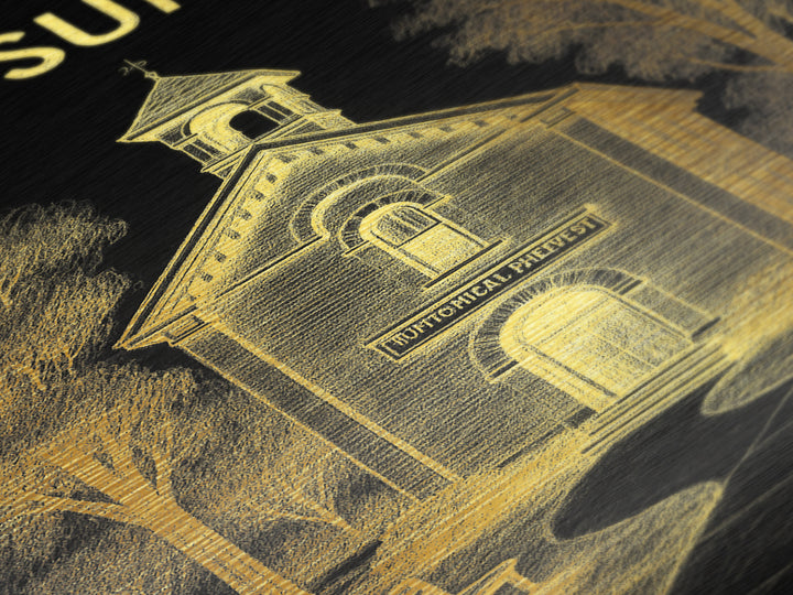 Lee’s Summit Missouri travel, Metallic Gold Print, Modern House Art, Metal Art, Wood Framed Art, Wanderlust Gift, Travel Art Prints