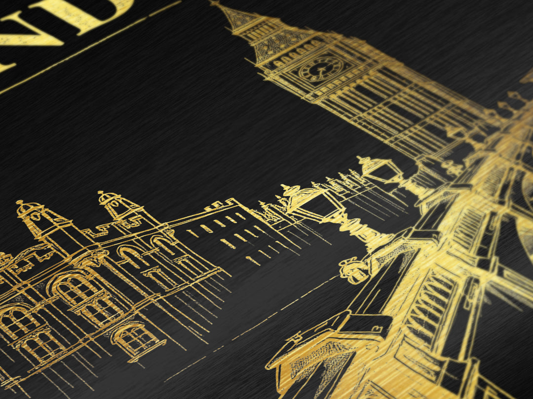London travel, Metallic Gold Print, Modern House Art, Metal Art, Wood Framed Art, Best Friend Gifts, Wanderlust Gift