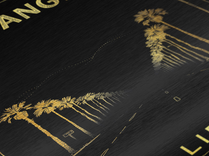Los Angeles California travel, Metallic Gold Print, Modern Skyline Wall Print, Metal Art, Wood Framed Art, Adventure Lover Gift, Travel Gift