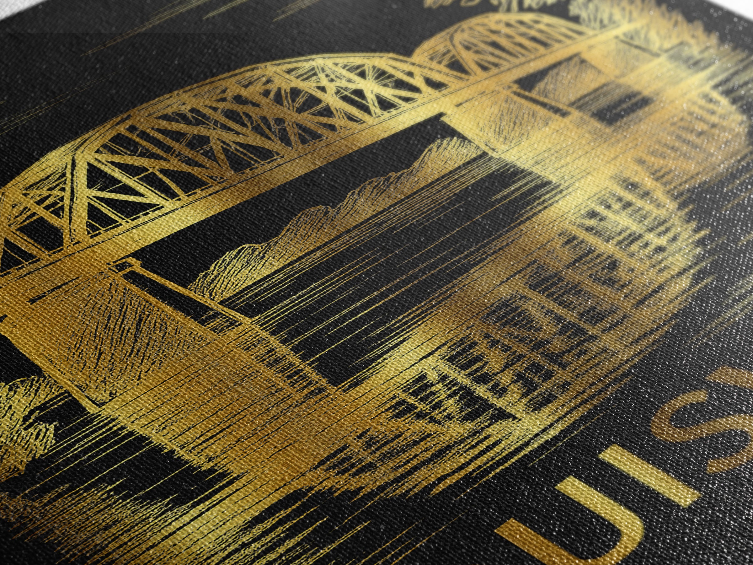 Louisville Travel Poster, Canvas Print, Black And Gold Line Art, Louisville Art Print, Travel Poster Art, Living Room Wall Art